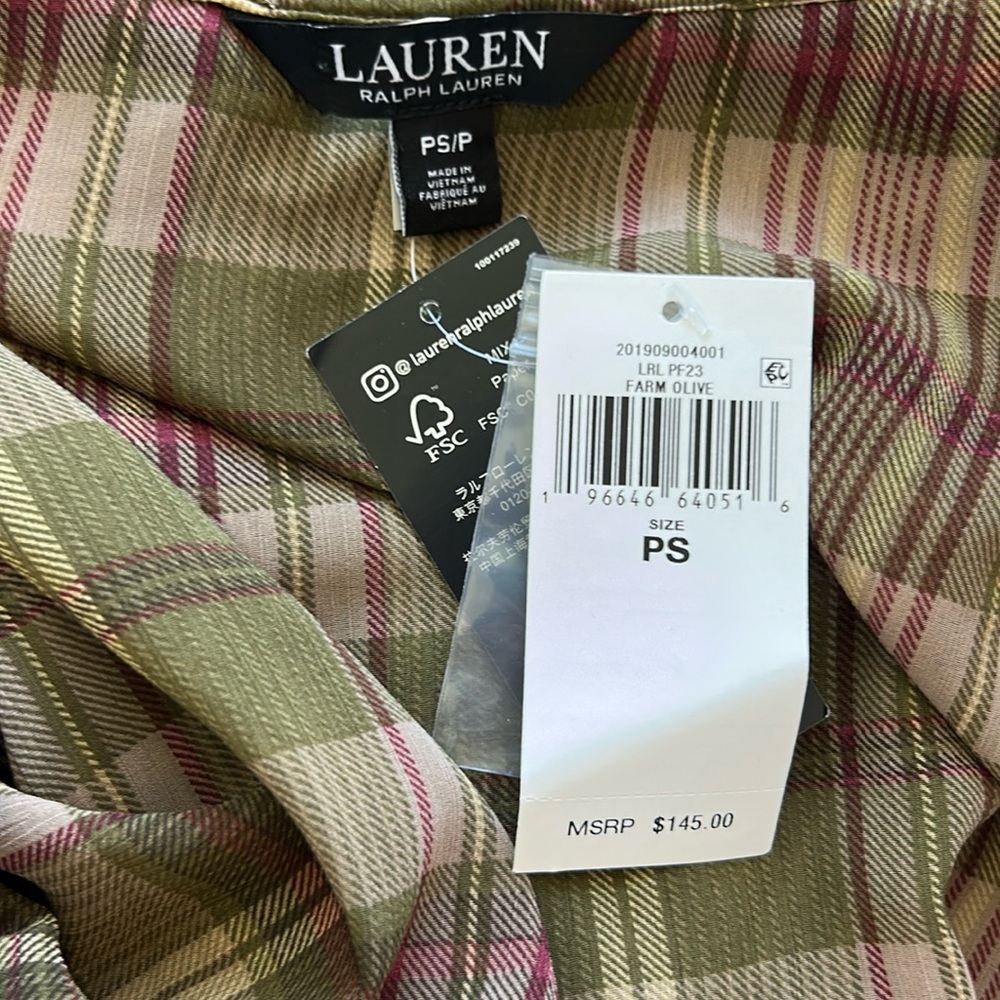 NWT Ralph Lauren Plaid Blouse - Picture 5 of 5